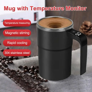 Automatic Stirring Magnetic Mug Rechargeable Stirring Coffee Cup with LCD Display Electric Stirring Cup Coffee Cup Mixer