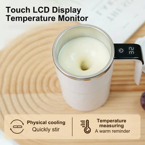 Automatic Stirring Magnetic Mug Rechargeable Stirring Coffee Cup with LCD Display Electric Stirring Cup Coffee Cup Mixer