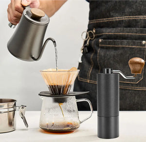 Chestnut Manual Coffee Grinder Burr Inside High Quality Portable Hand Grinder With Double Bearing Positioning